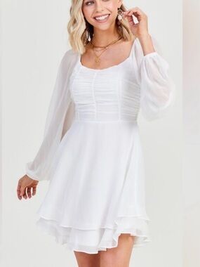 Altar’d State White Mini Dress Long Sleeve